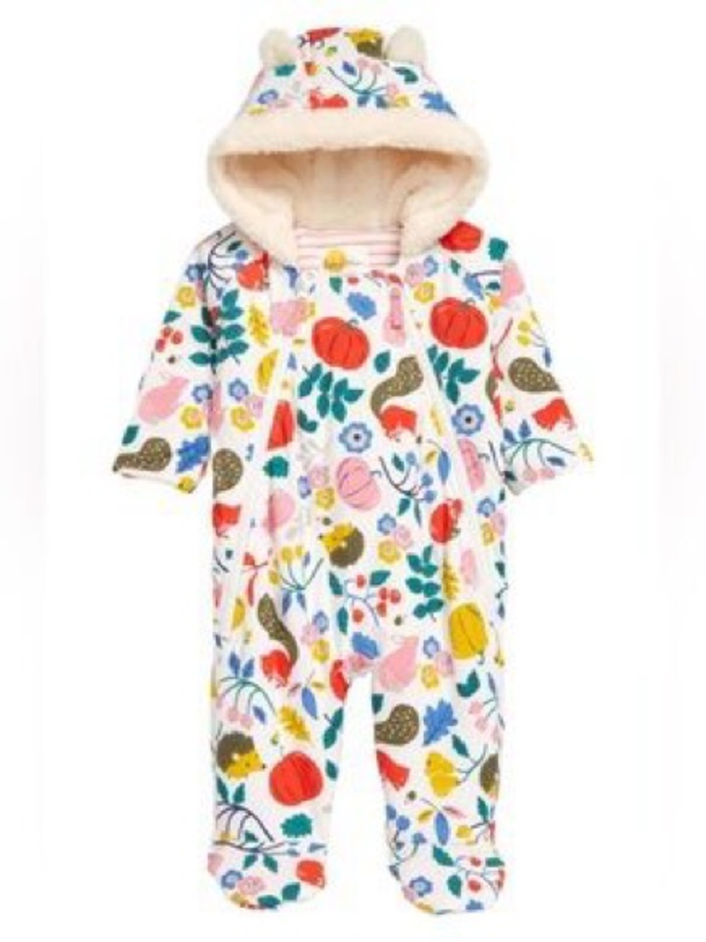 Baby Boden Woodland Floral Animal Bunting Snowsuit 0-3 months
